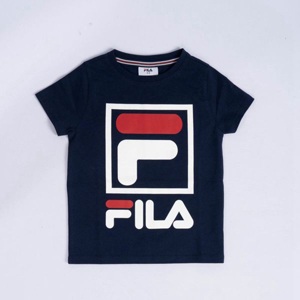 Fila Stacker Boy's T-Shirts - Navy,NZ 980-86174